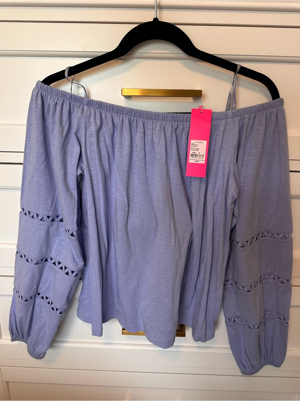 NWT Lilly Pulitzer Off the Shoulder Katt Top in Periwinkle Purple